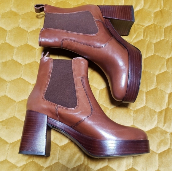 Pons Quintana Nepal Legno Brown leather platform ankle boots. Size 6. NWT - Picture 12 of 15